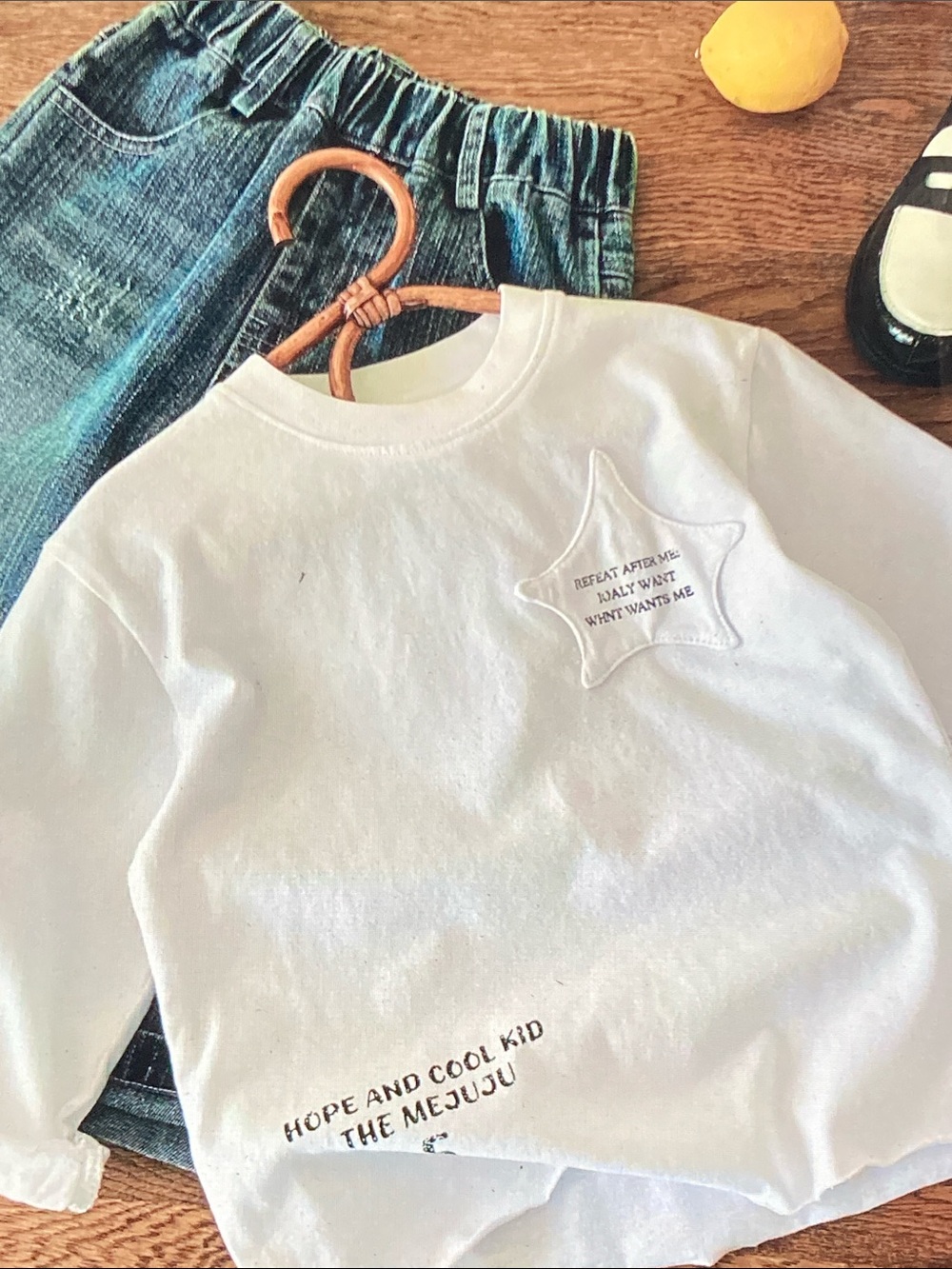 White Star Patch Short Sleeve Tee for Kids - Picture 4 of 9